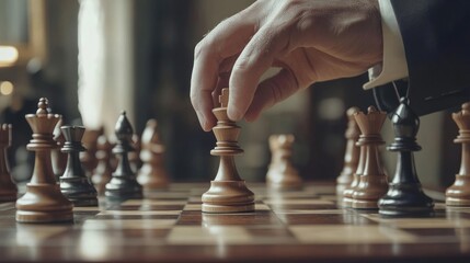 A Hand Holds a Chess Queen in a Strategic Move