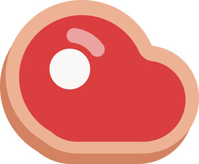 Simple Steak Illustration Single Cut of Red Meat with Fat on a Solid Background for Food and Cooking Concepts