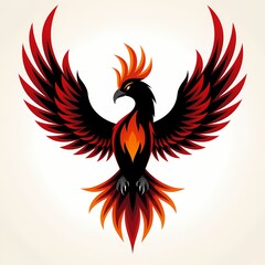 Obraz premium Flaming Phoenix Rising in Bold Colors 