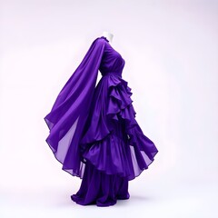 Naklejka premium , fashion design, statement dress, sunset tones, chiffon dress, runway style, glowing gown, fa