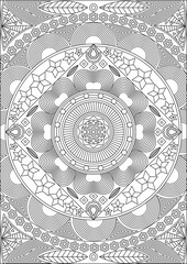 Zen art mandala coloring page for adult outline vector