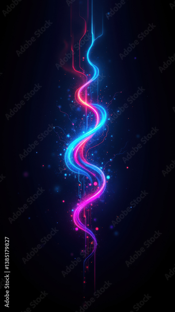 Poster cybersecurity digital background with vibrant colors and abstract shapes.