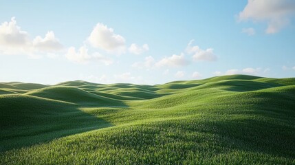 Obraz premium Rolling green hills under a bright sky. (1)