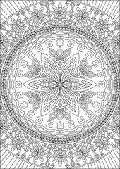 Adult Coloring Page Mandala Vector Art Line