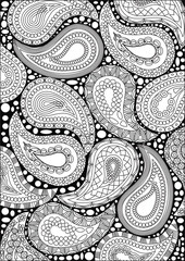 Paisley adult coloring page outline vector