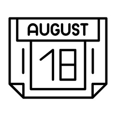 18 August Outline Style Icon