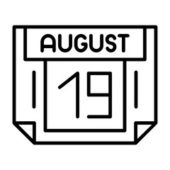 19 August Outline Style Icon