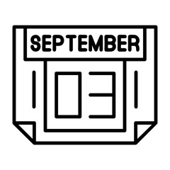 3  September Outline Style Icon