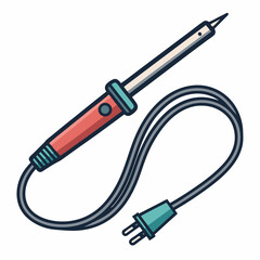 Create a bold, vector illustration of a soldering iron with three distinct elements highlighted.  Include realistic details and a clean, professional style.