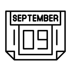 9  September Outline Style Icon