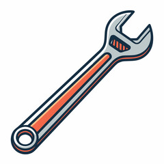 Create a bold, vector illustration of a spanner wrench with a thick, clearly defined stroke.  Include high detail and sharp lines.