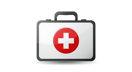 Fototapeta premium First Aid Kit with Red Cross Isolated on White Background