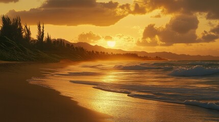 sunset on beautiful beach landscape 