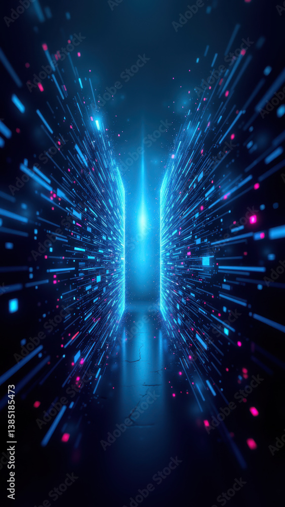 Aufkleber a dynamic digital illustration representing cybersecurity, showcasing a tunnel of data with a focus 