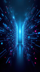 A dynamic digital illustration representing cybersecurity, showcasing a tunnel of data with a focus on internet safety.