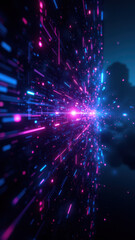 Obraz premium Cybersecurity digital art with vibrant neon lines and a futuristic space theme.