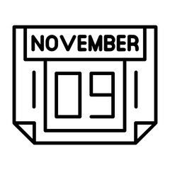 9 November Outline Style Icon