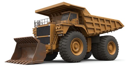 Fototapeta premium Heavy Mining Truck Isolated on White Background, Large Scale Construction