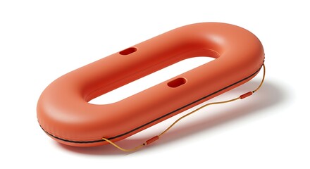 Isolated Orange Inflatable Rescue Raft for Water Safety and Recreation