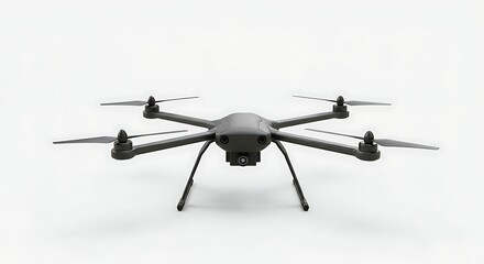 Modern Gray Drone Ready for Flight Isolated on White Background