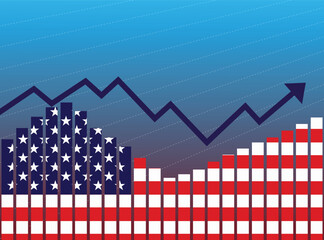 Concept of American US economy chart poster flyer or social media post design