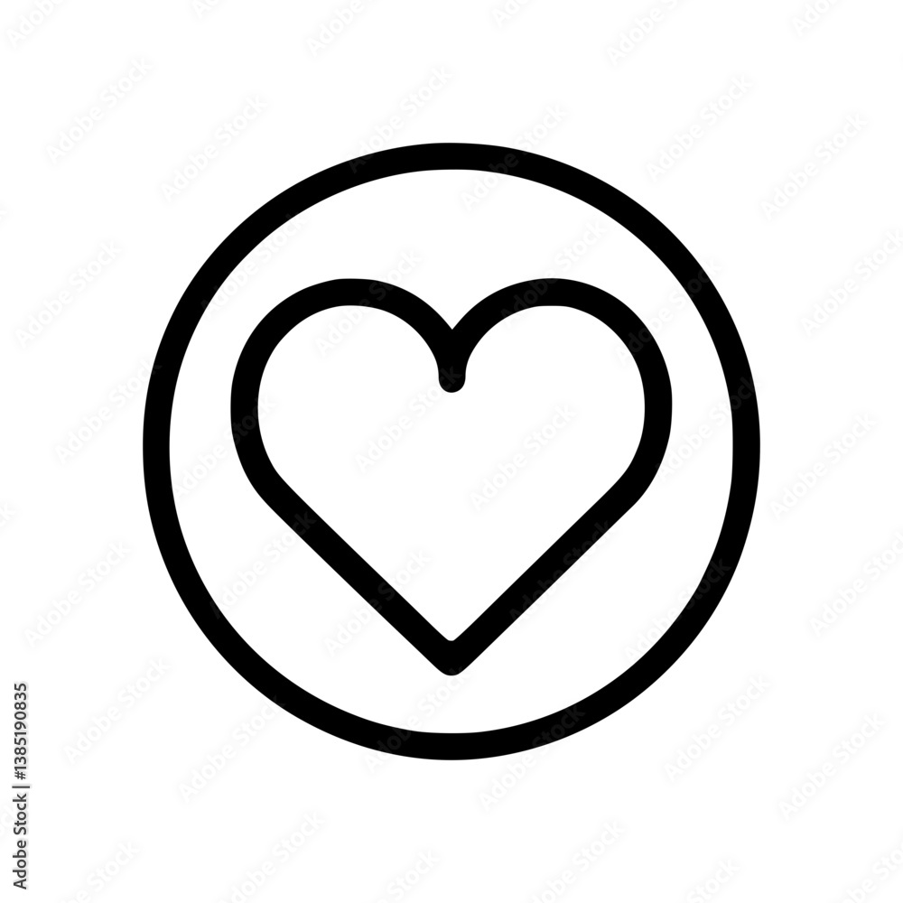 Poster minimalist heart icon in a circular outline for design use