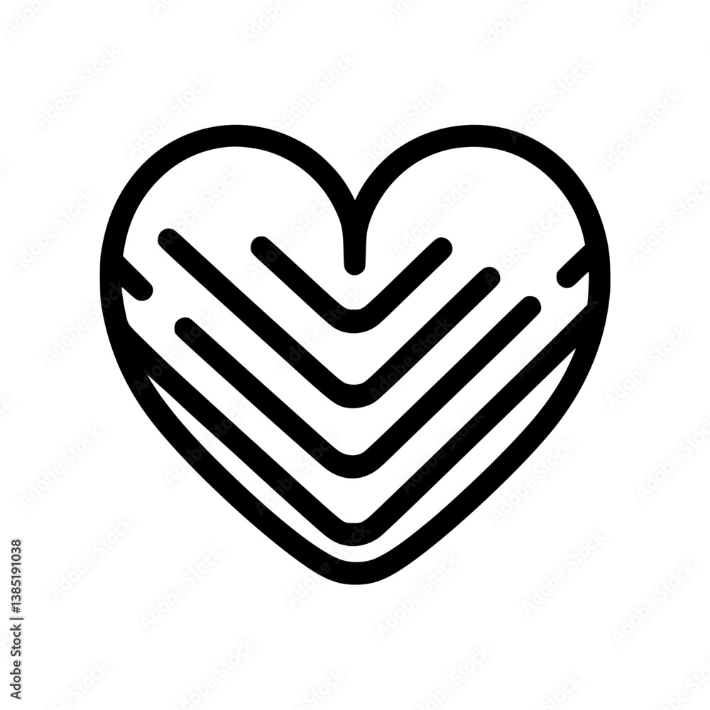Poster abstract heart design with lines in minimalist style