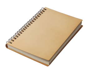 A plain spiral bound notebook rests on a wooden surface, showcasing its beige cover and white pages. Perfect for jotting down thoughts, sketches, or project notes, it invites creativity