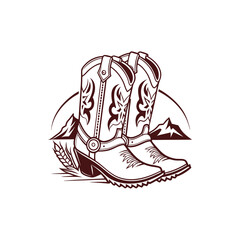 Western cowboy boots logo vector illustration