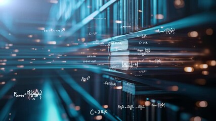 digital transformation of education with glowing formulas - Powered by Adobe