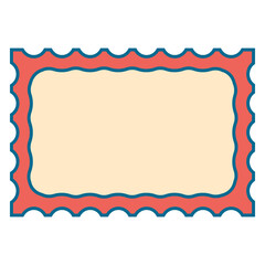 Decorative Vintage Frame Illustration Cartoon Postage Stamp Blank Template Copy Space Vector Isolated on White Background