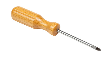 Isolated Wood Handled Screwdriver Repair Tool
