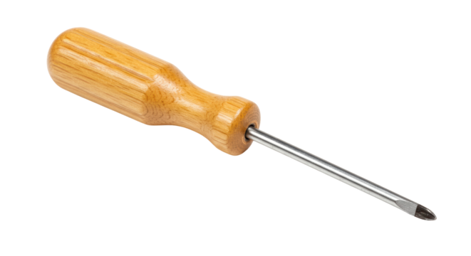 Isolated Wood Handled Screwdriver Repair Tool