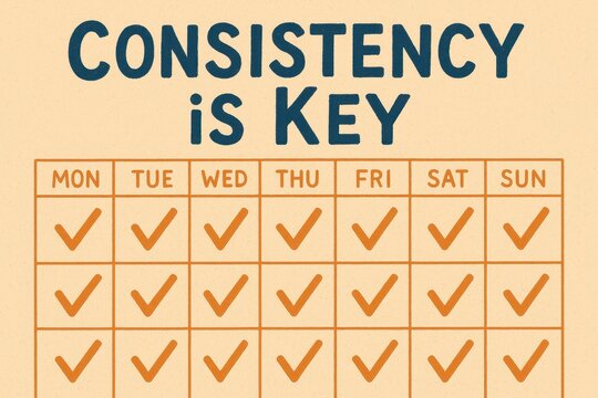 Weekly checklist with consistency message and daily goals for motivation and planning