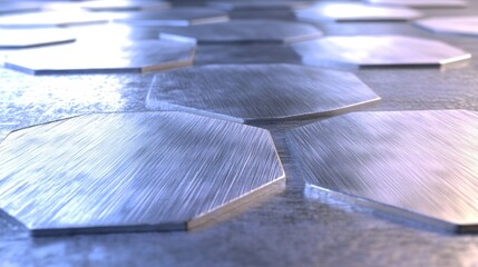Metallic Hexagon Tiles on a Surface