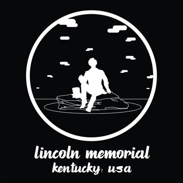 Circle Icon Lincoln Memorial. Vector illustration