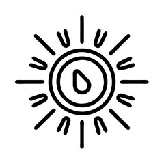Hand drawn weather icon sun with rain drop vector illustration climate forecast symbol graphic design 