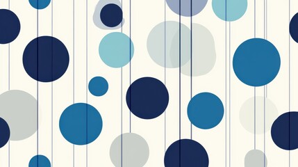 an abstract geometric pattern composed of blue circles, black lines, and white space.