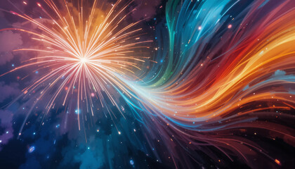 Obraz premium Dynamic texture of colorful fireworks bursting in a vibrant display 