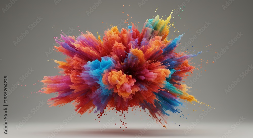 Aufkleber vibrant explosion of colorful powder spreading in dynamic bursts creating an abstract and mesmerizin