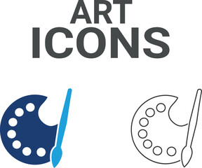 Art icon. It contains classroom, student, and teacher icons. Education and knowledge symbol. Solid icons vector collection.
