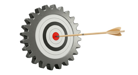 Isolated Gear Wheel with Target and Arrow Hit