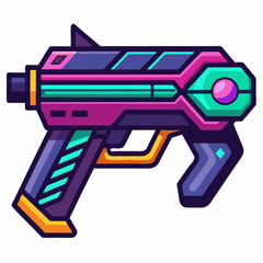 A vibrant gun featuring a blue and purple color scheme, showcasing a blend of colors in its design.