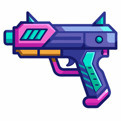 A vibrant gun featuring a blue and purple color scheme, showcasing a blend of colors in its design.
