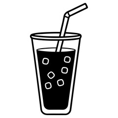 glass of cola with ice vector illustration isolated on white