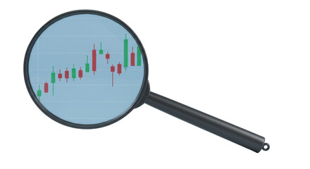 Isolated Stock Market Chart Seen Through Magnifying Glass