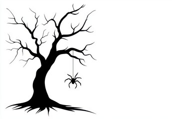 Fototapeta premium Spooky Silhouette of an Eerie Tree with a Hanging Spider