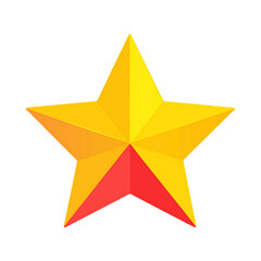 Obraz premium A vibrant, geometric star with a bright yellow and red color gradient, perfect for use in design, symbols, awards, or graphic art representations of achievement and excellence