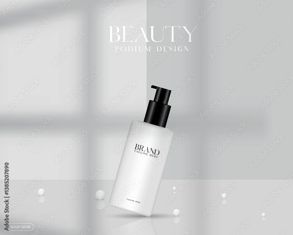 Aufkleber 3d render reslisitcs promotion product mockup template. empty abstract podium design vector. cosmeti