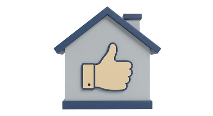 Fototapeta premium Isolated House with Thumbs Up Symbol of Approval